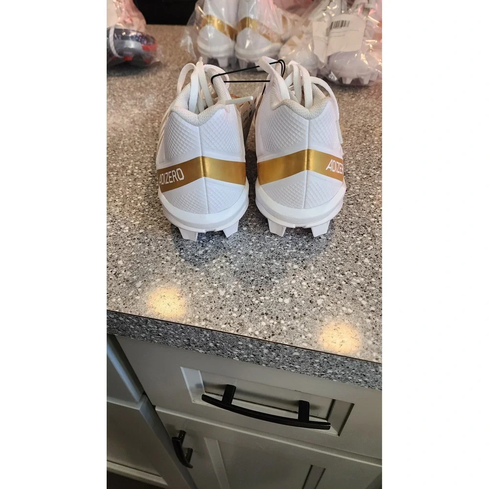Adidas Adizero Football Cleats Mens Size 10 White Gold New